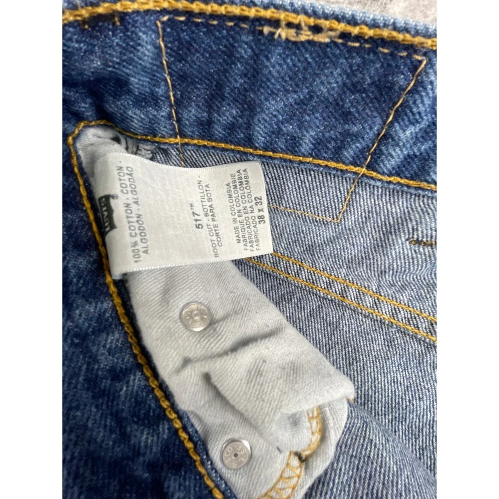 Levi's Mens 38x32 517 Boot Cut Jeans Dark Blue Denim Western Workwear Classic
